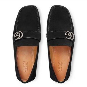 Gucci Noel Black Suede GG Detail Drivers